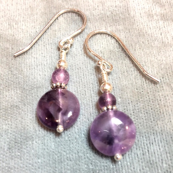 Sterling silver and amethyst earrings - Picture 3 of 5